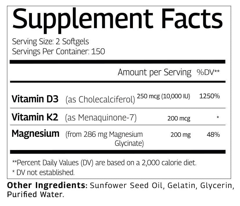 D3 K2 Magnesium Glycinate - Extra Strength