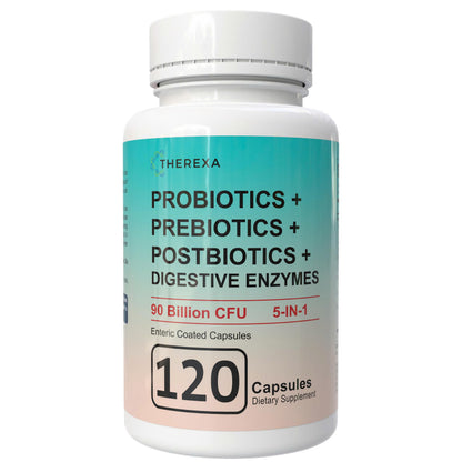 Probiotics 90 Billion CFU - 5-in-1 with Prebiotics, Postbiotics & Enzymes