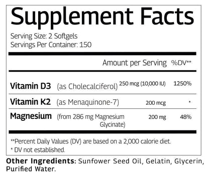 D3 K2 Magnesium Glycinate - Extra Strength